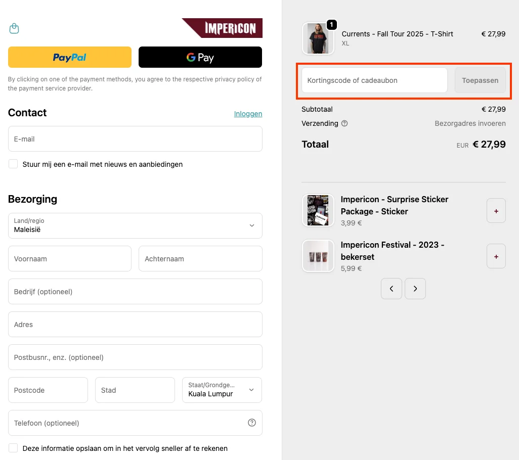 Hoe gebruik je de kortingscode - Impericon