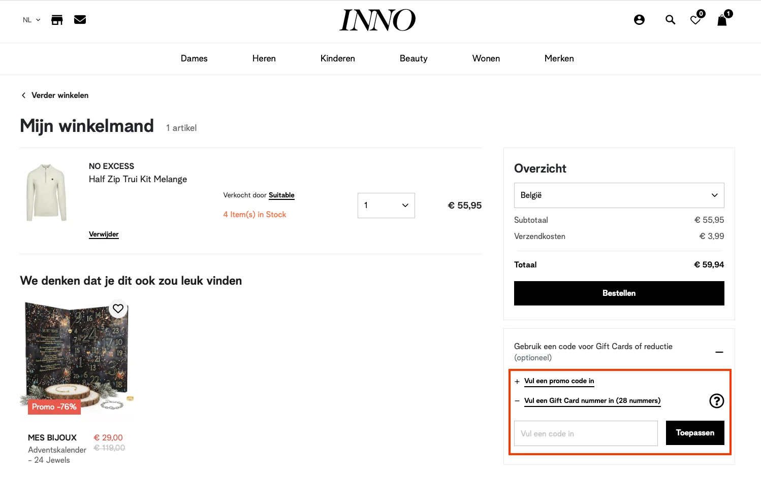 Hoe gebruik je de kortingscode - Inno