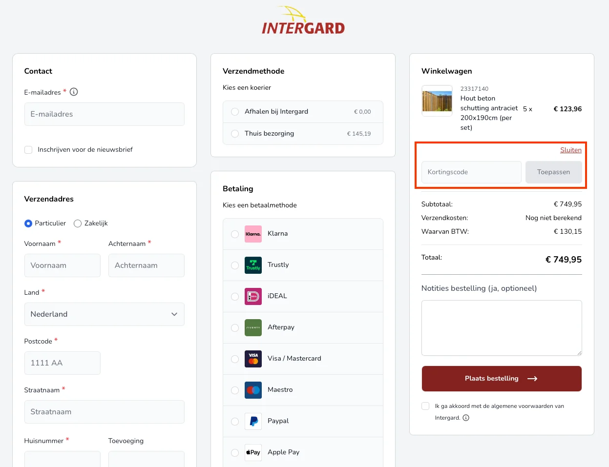 Hoe gebruik je de kortingscode - Intergard