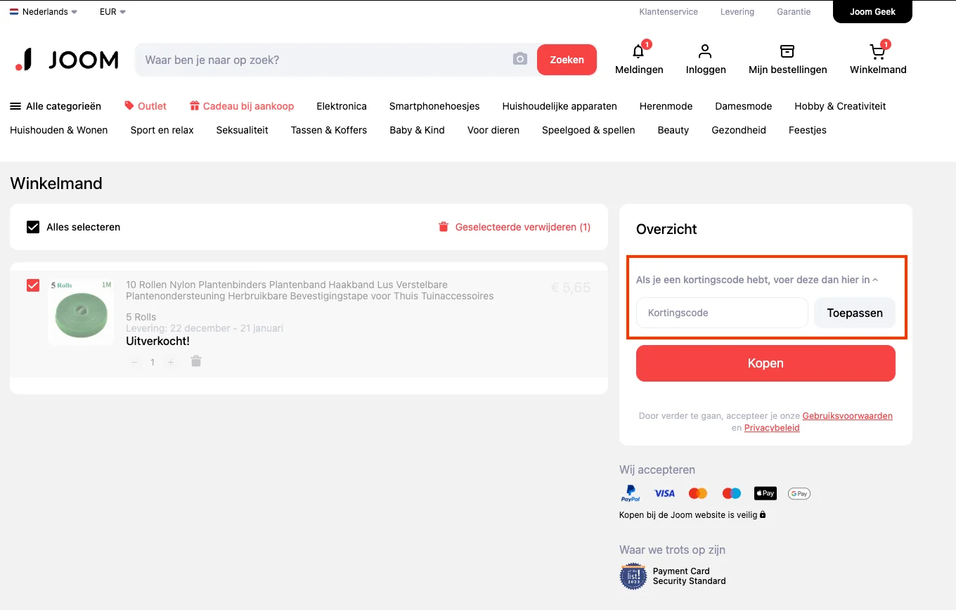 Hoe gebruik je de kortingscode - Joom