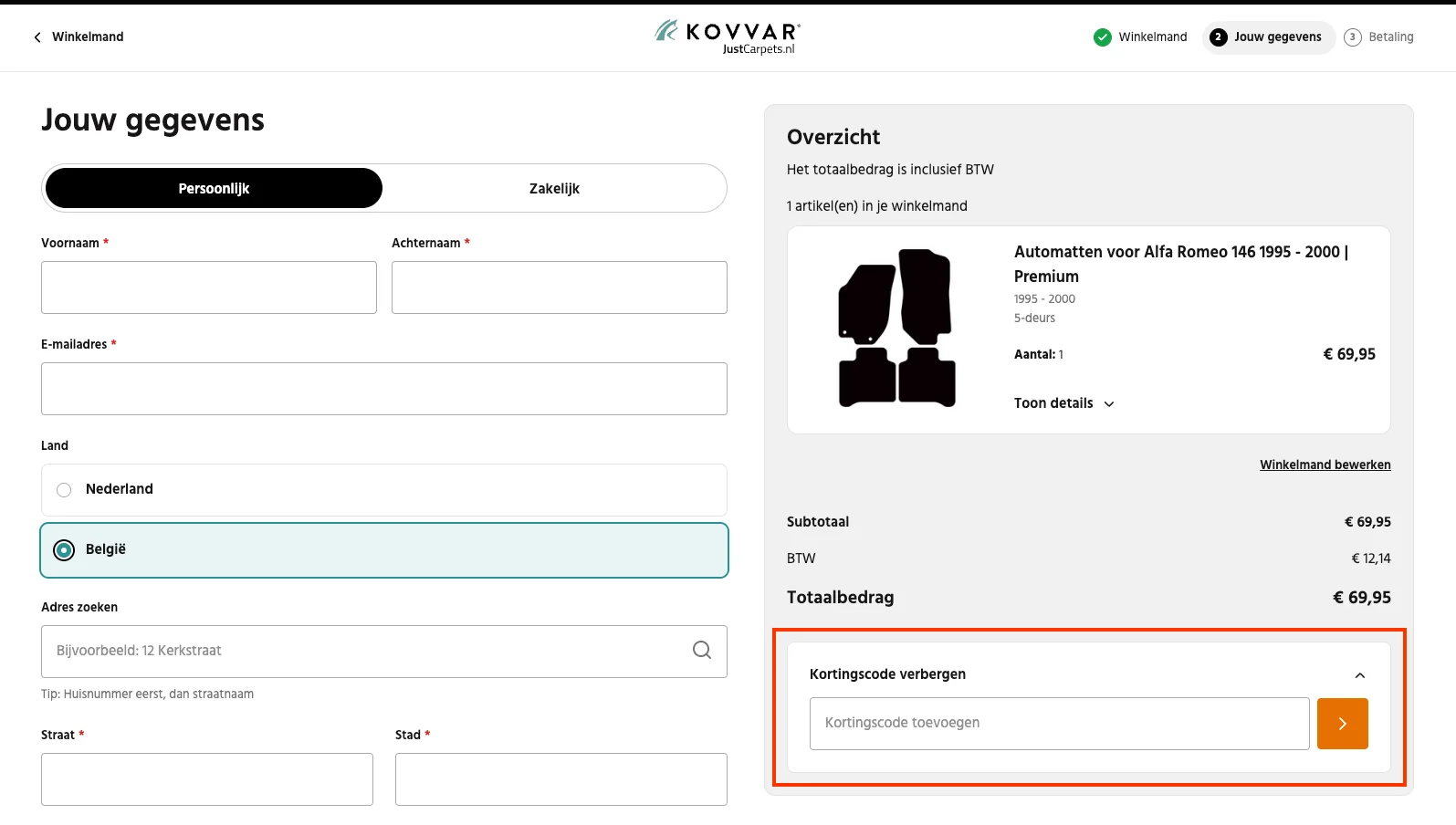 Hoe gebruik je de kortingscode - justcarpets