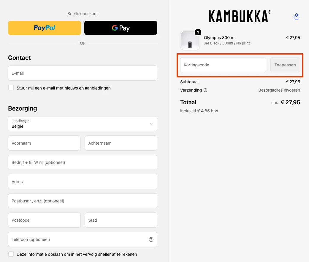 Hoe gebruik je de kortingscode - Kambukka