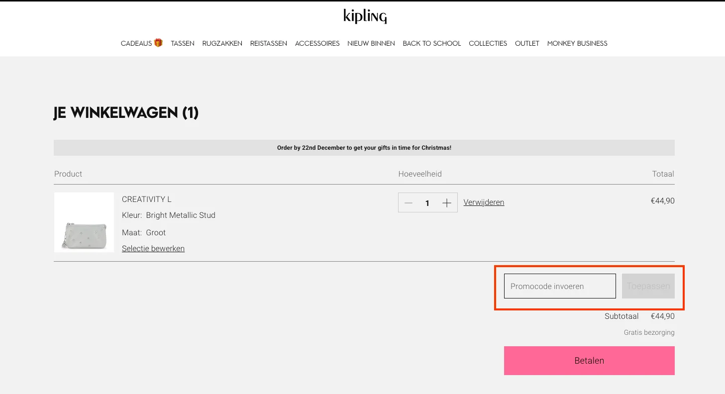 Hoe gebruik je de kortingscode - Kipling