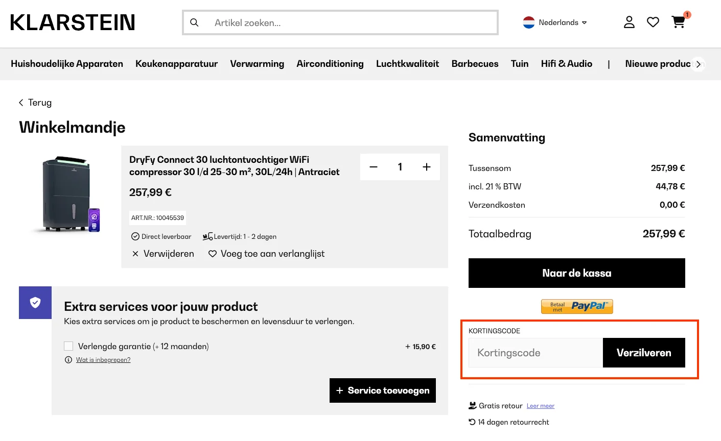 Hoe gebruik je de kortingscode - Klarstein