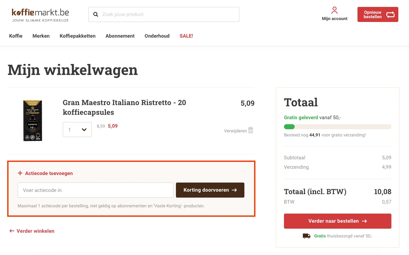 Hoe gebruik je de kortingscode - Koffiemarkt