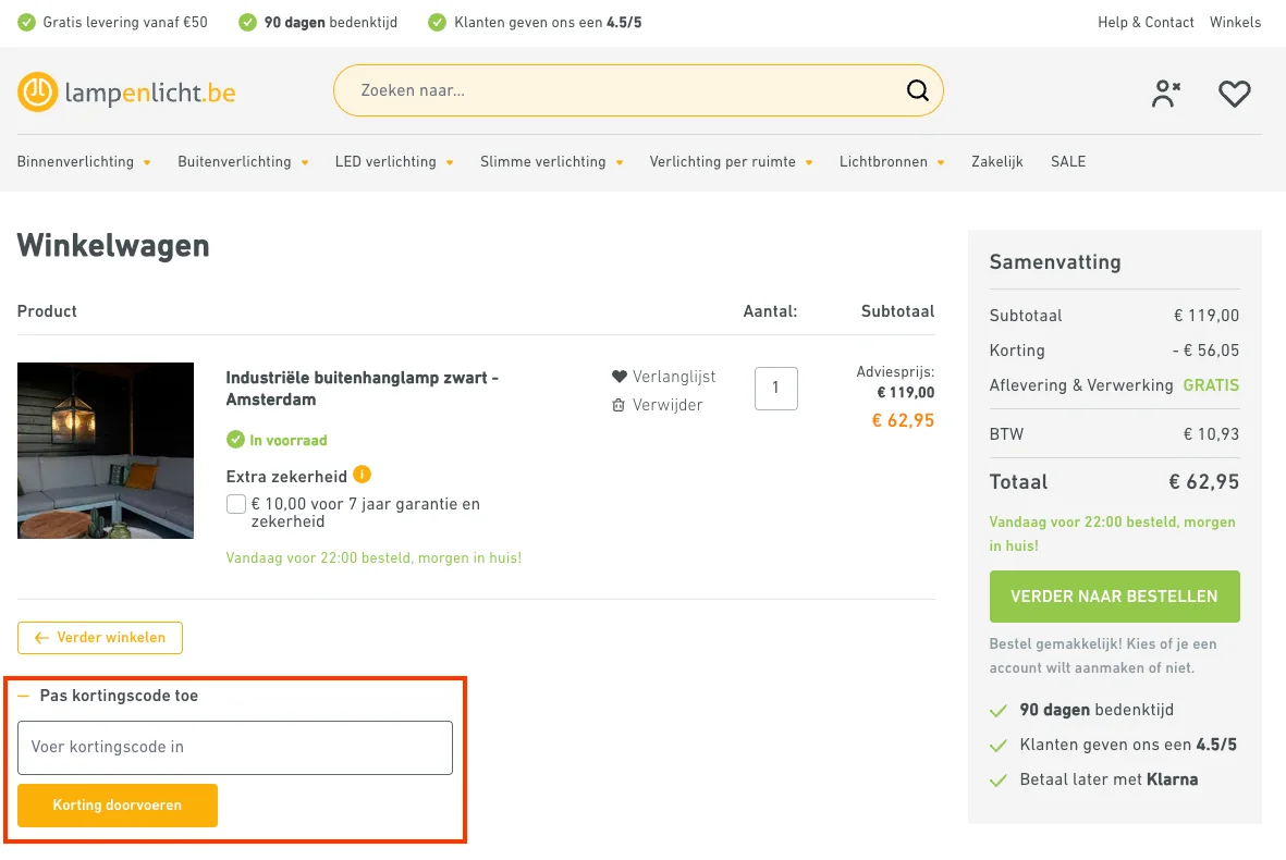 Hoe gebruik je de kortingscode - Lampenlicht