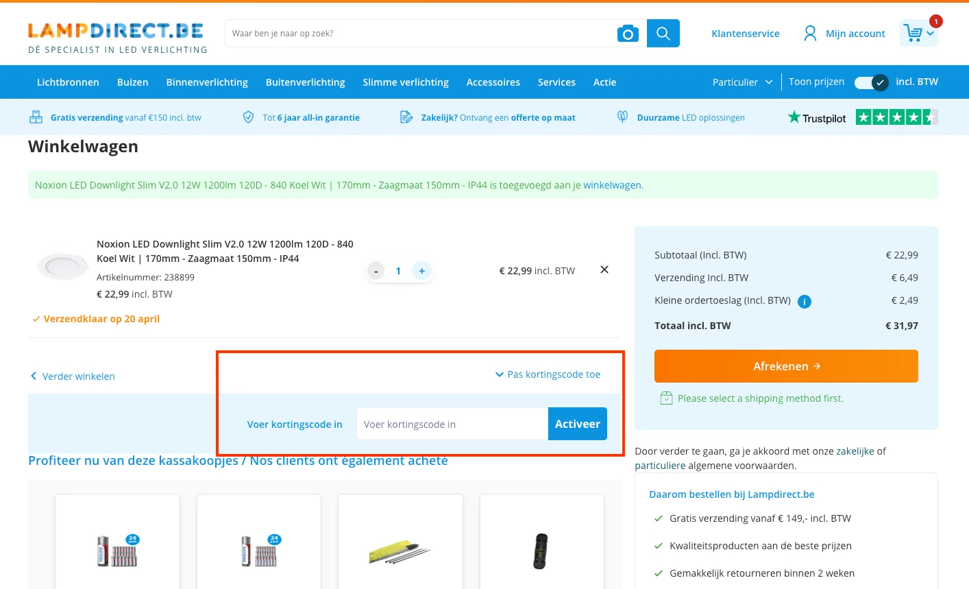 Hoe gebruik je de kortingscode - Lampdirect