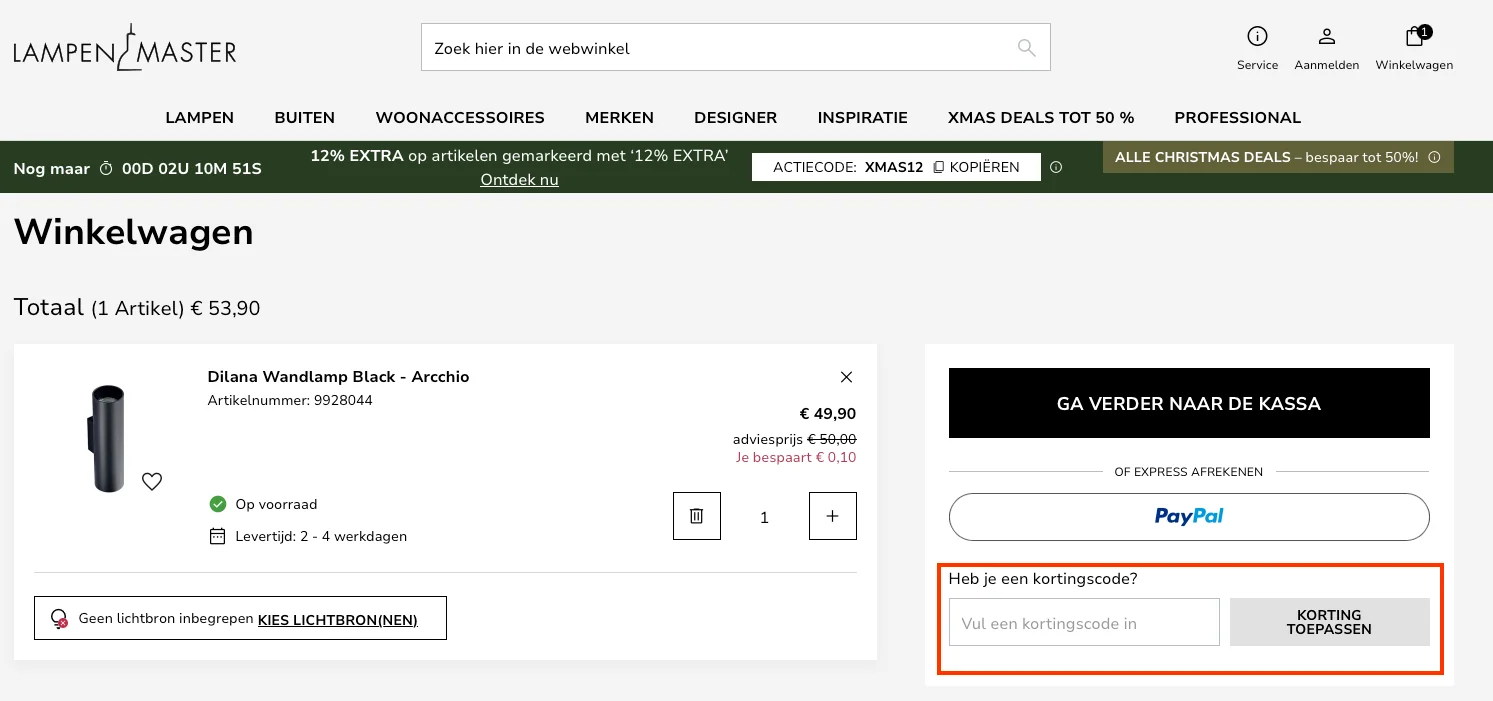 Hoe gebruik je de kortingscode - Lampenmaster