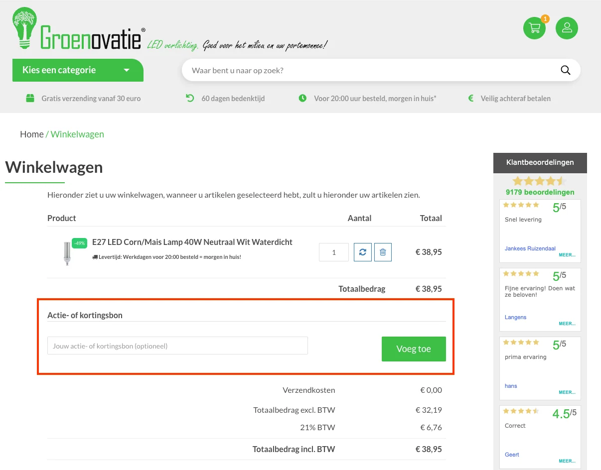 Hoe gebruik je de kortingscode - LED Shop