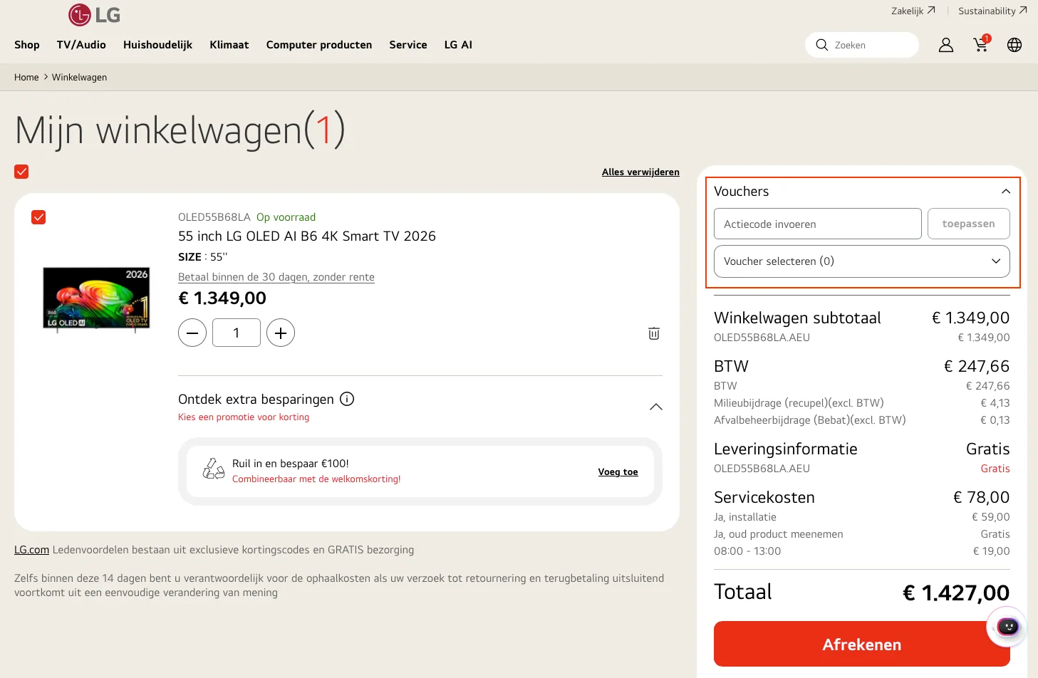 Zo gebruik je een kortingscode - LG