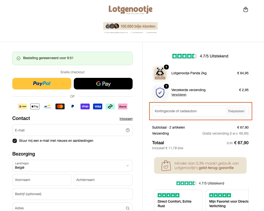 Zo gebruik je een kortingscode - Lotgenootje
