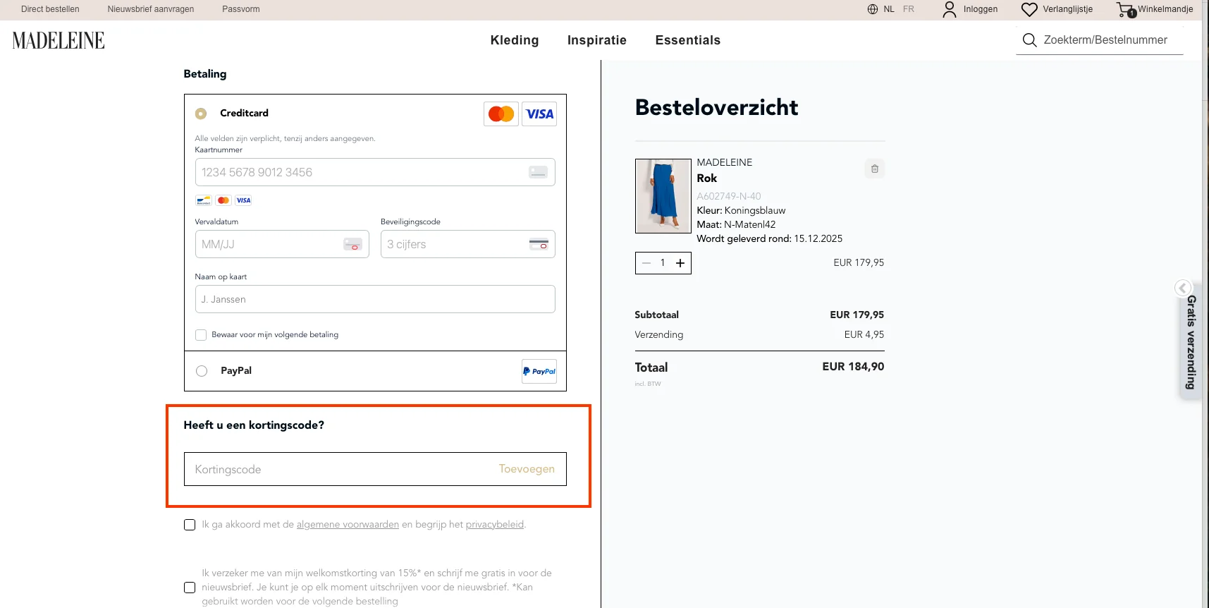 Hoe gebruik je de kortingscode - MADELEINE
