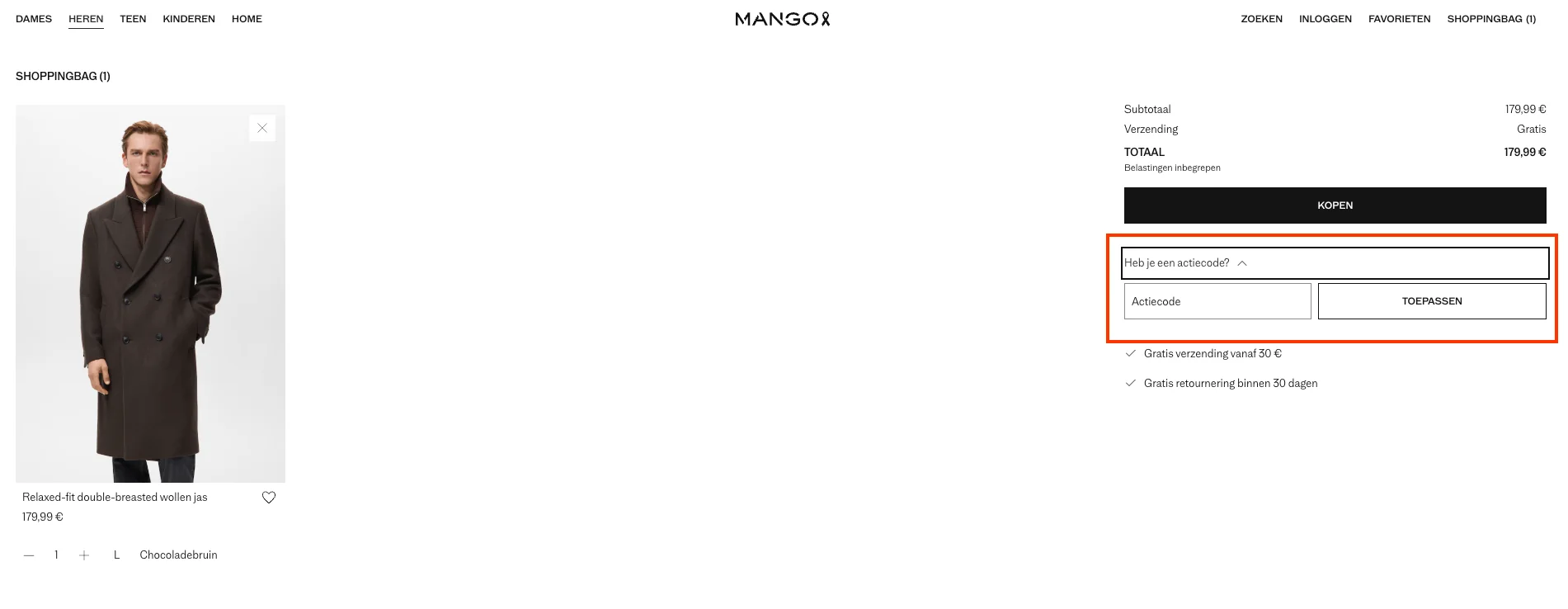 Hoe gebruik je de kortingscode - Mango