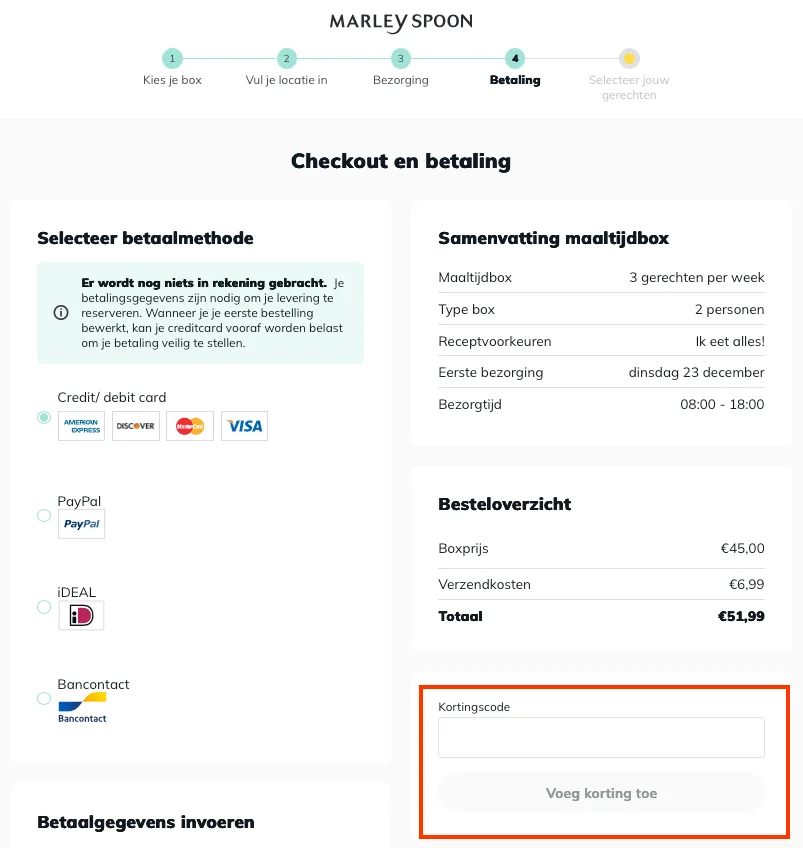 Hoe gebruik je de kortingscode - Marley Spoon