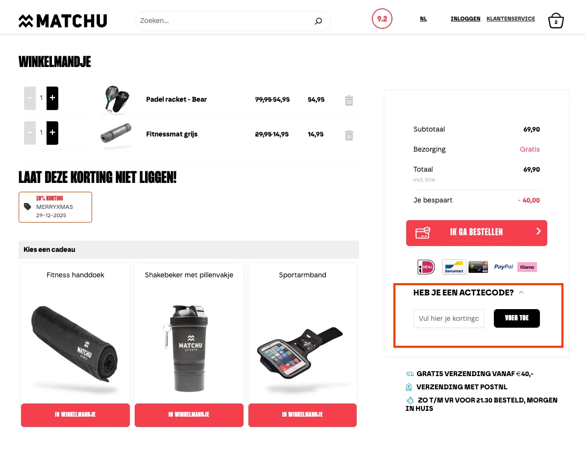 Hoe gebruik je de kortingscode - Matchu Sports