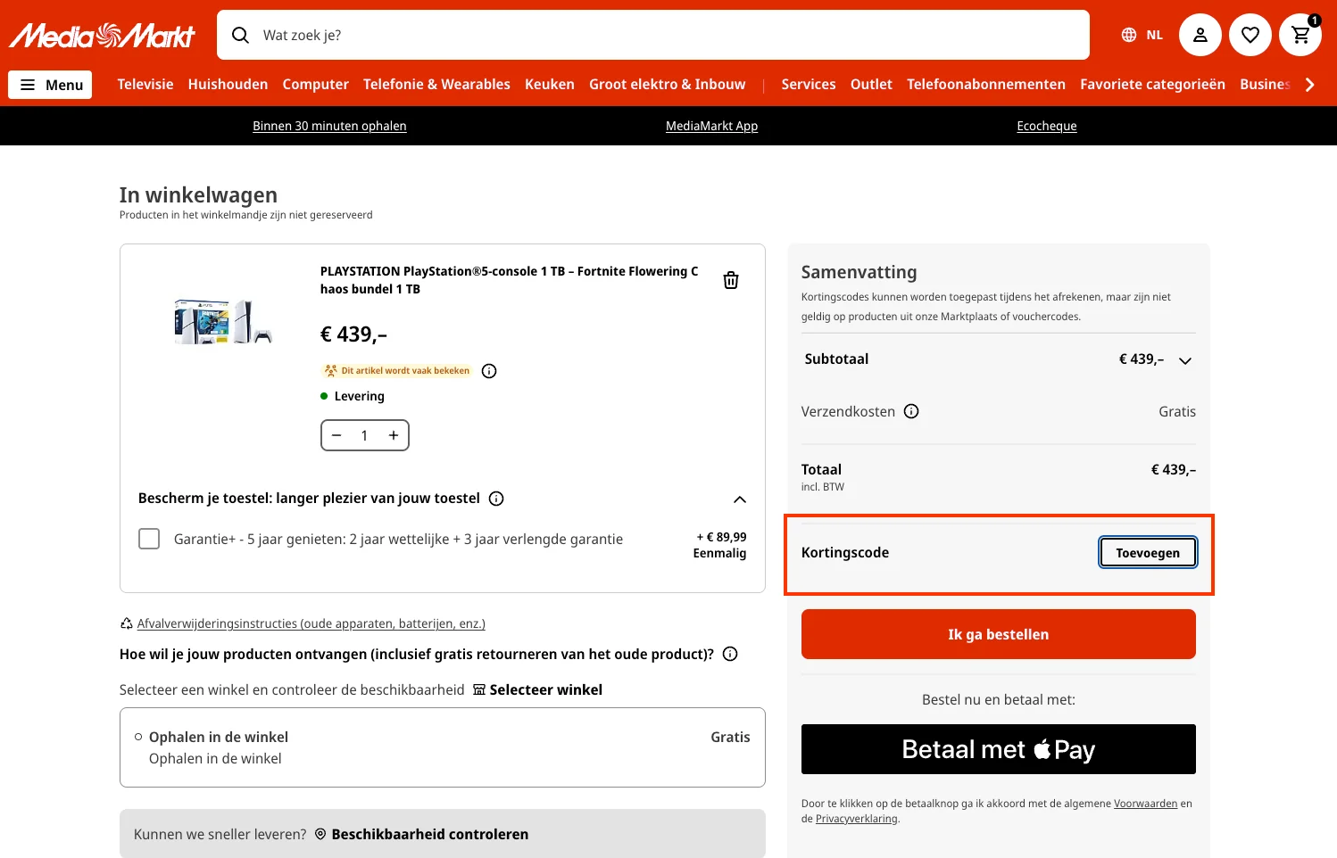 Hoe gebruik je de kortingscode - MediaMarkt