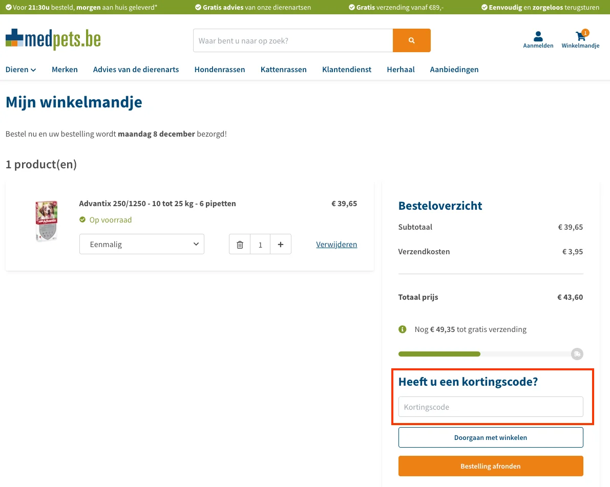 Hoe gebruik je de kortingscode - Medpets