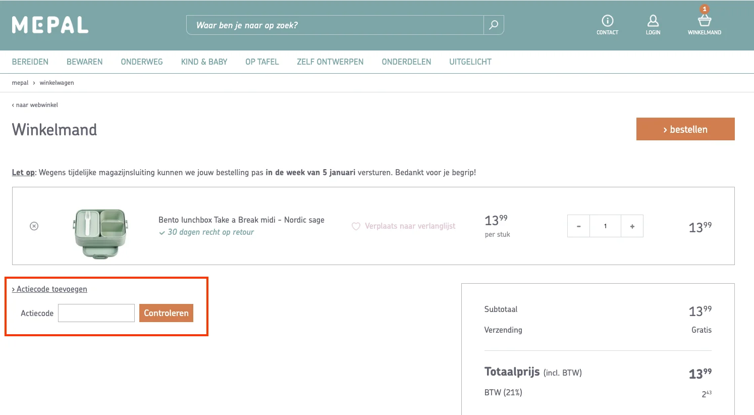 Hoe gebruik je de kortingscode - Mepal