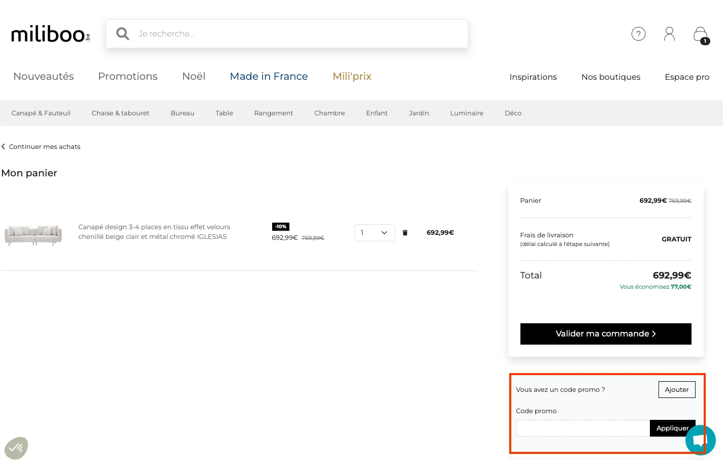 Hoe gebruik je de kortingscode - Miliboo