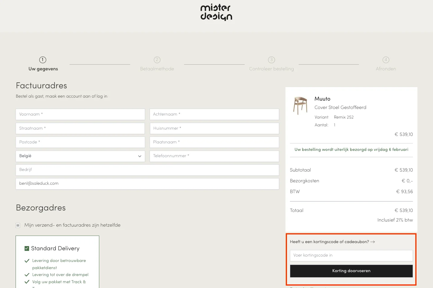 Hoe gebruik je de kortingscode - Misterdesign