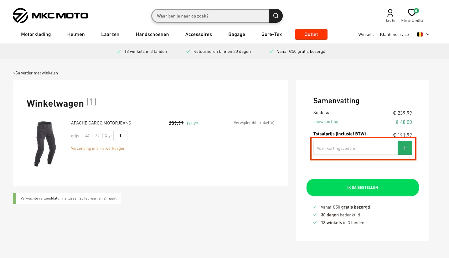 Hoe gebruik je de kortingscode - MKC Moto