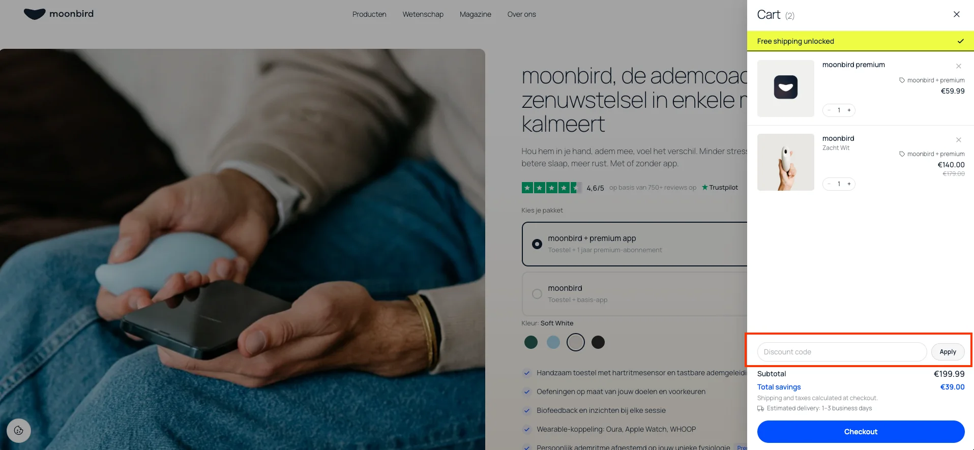 Zo gebruik je een Moonbird kortingscode - Moonbird