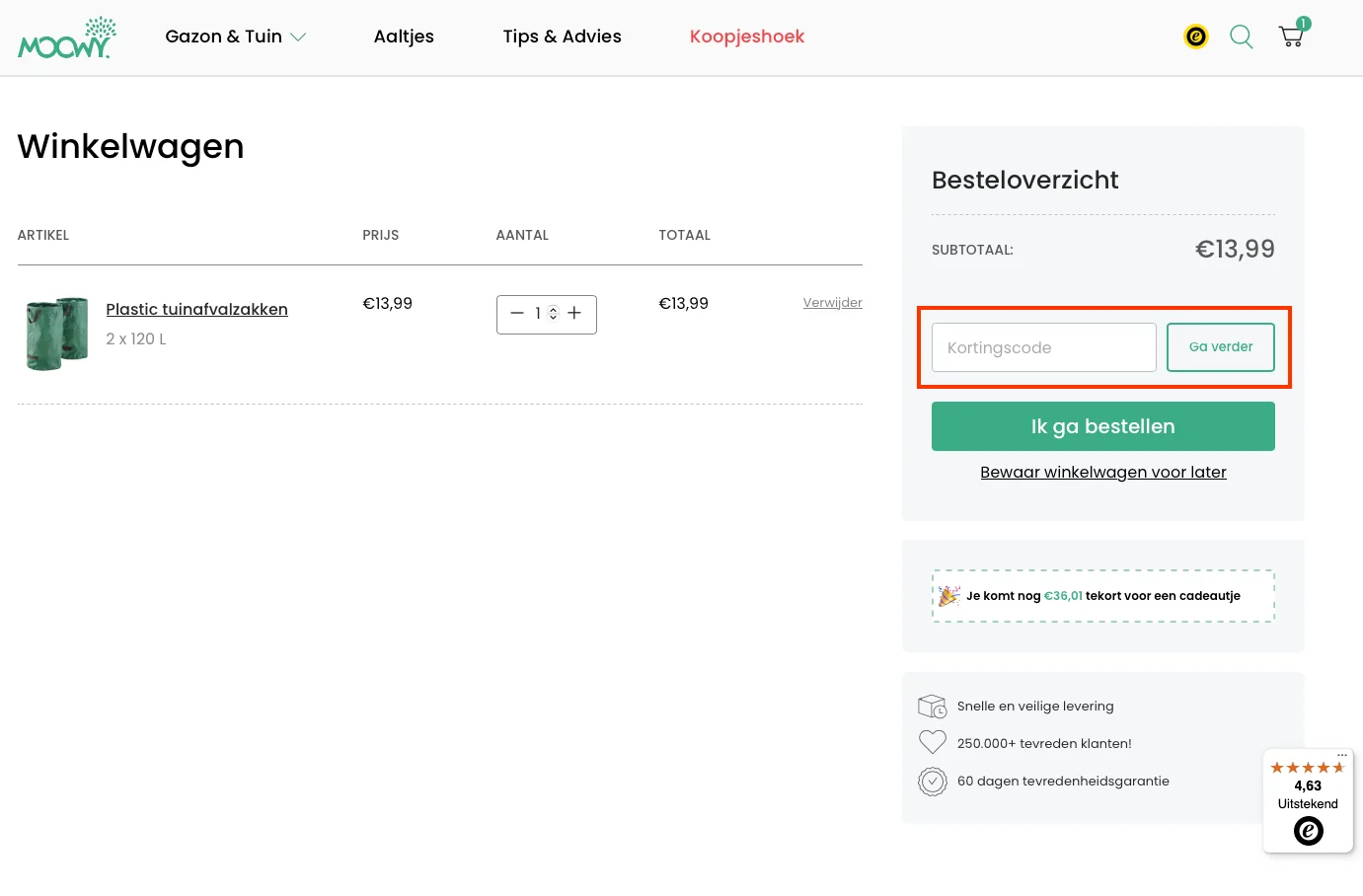 Hoe gebruik je de kortingscode - Moowy