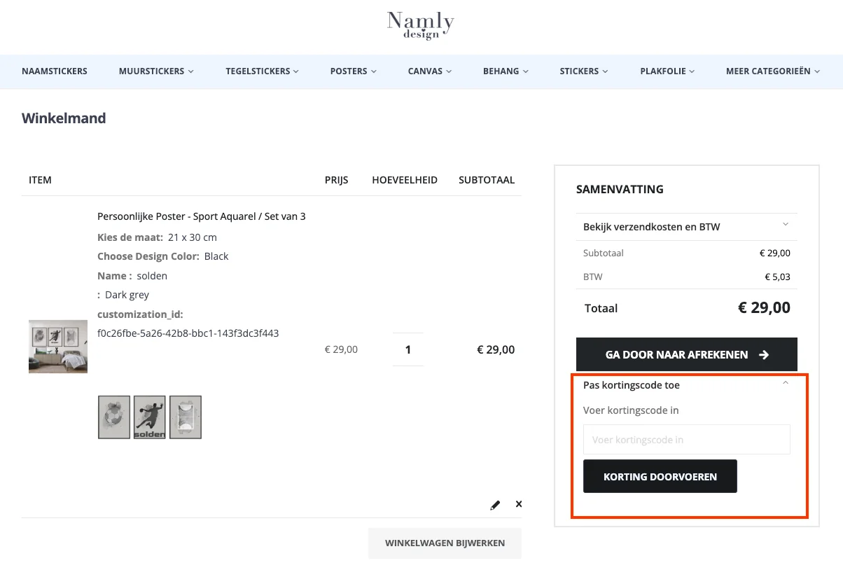 Hoe gebruik je de kortingscode - Namly Design