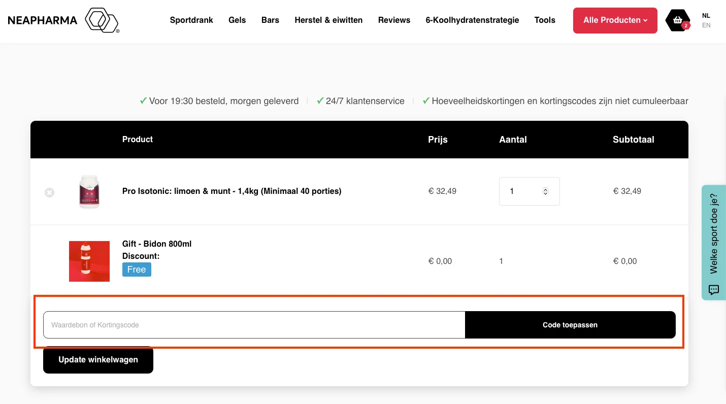 Hoe gebruik je de kortingscode - Neapharma