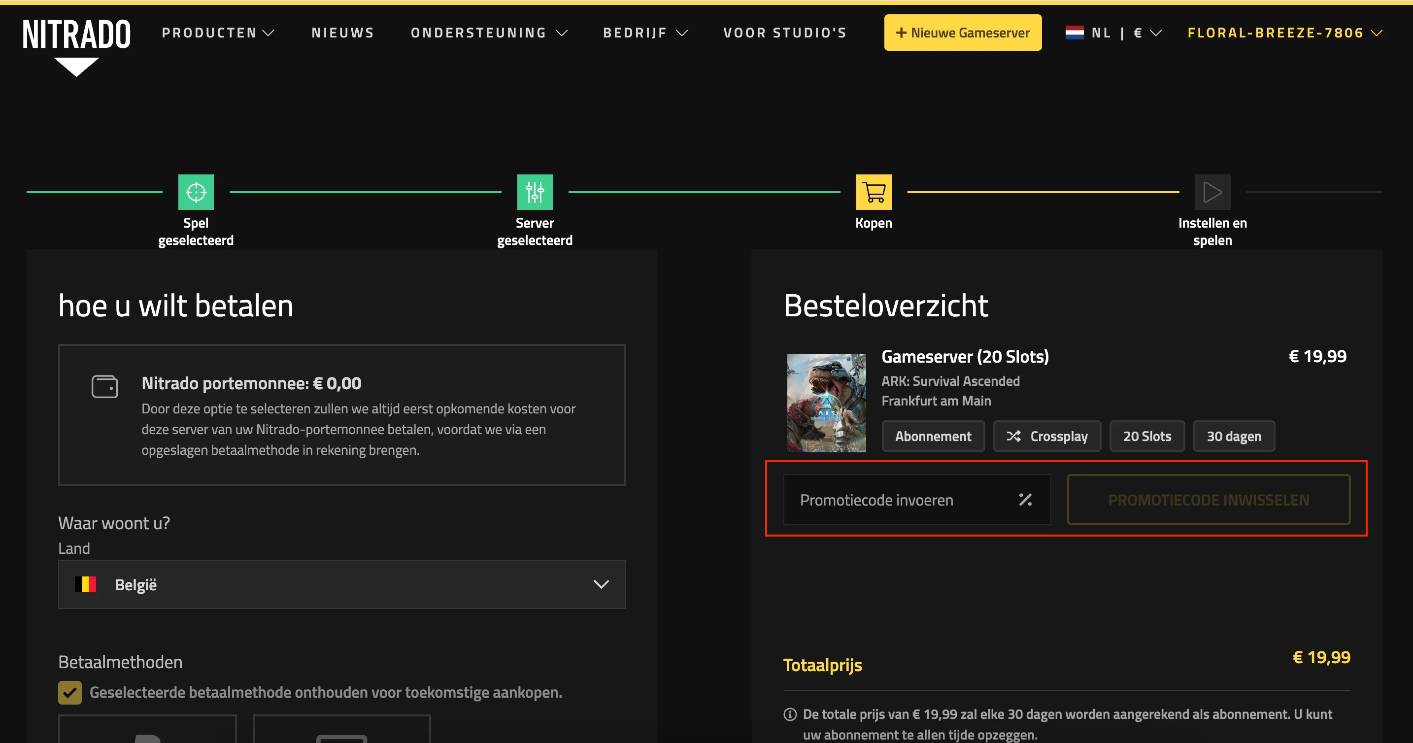 Hoe gebruik je de kortingscode - Nitrado