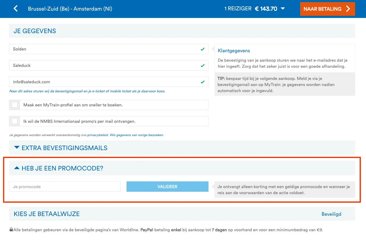 Zo gebruik je een NMBS kortingscode - NMBS