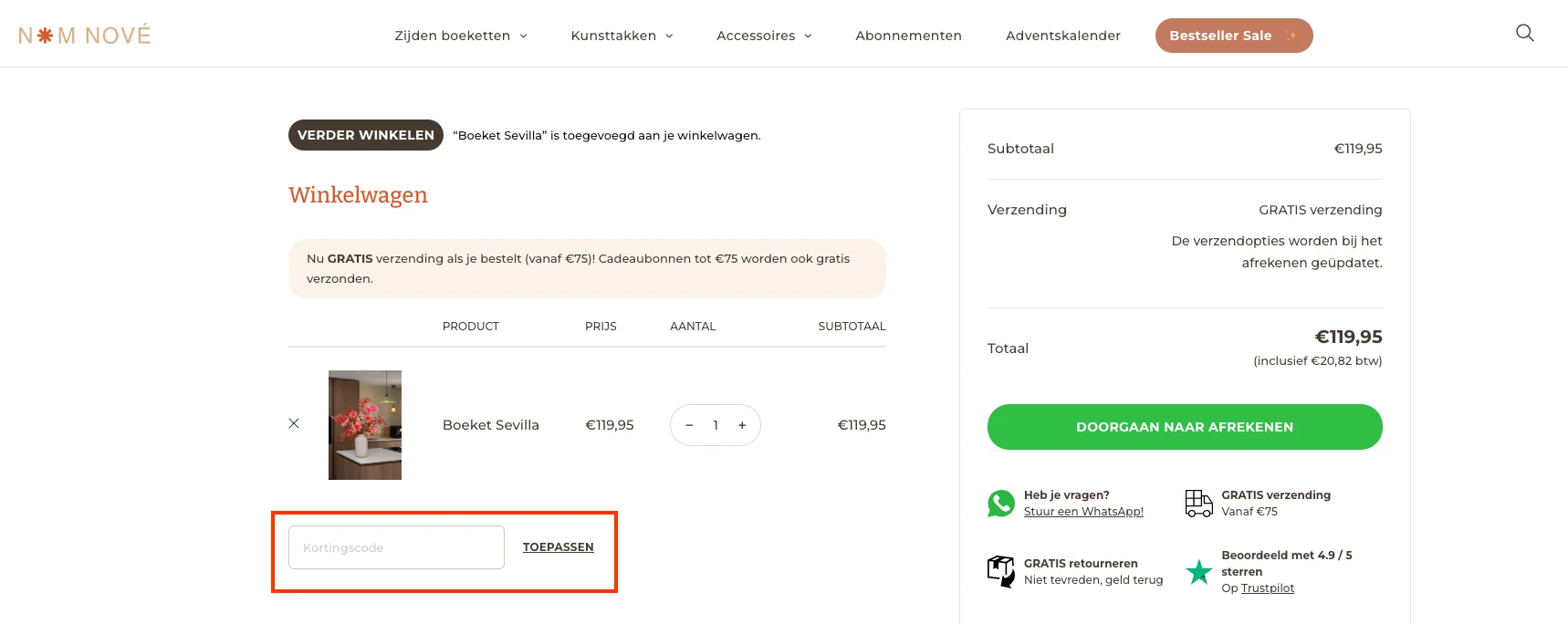 Hoe gebruik je de kortingscode - Nom Nové