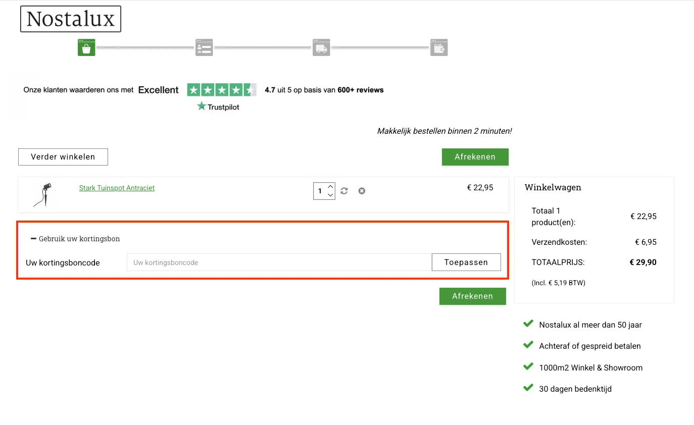 Hoe gebruik je de kortingscode - Nostalux