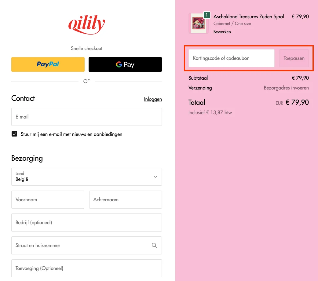 Hoe gebruik je de kortingscode - Oilily