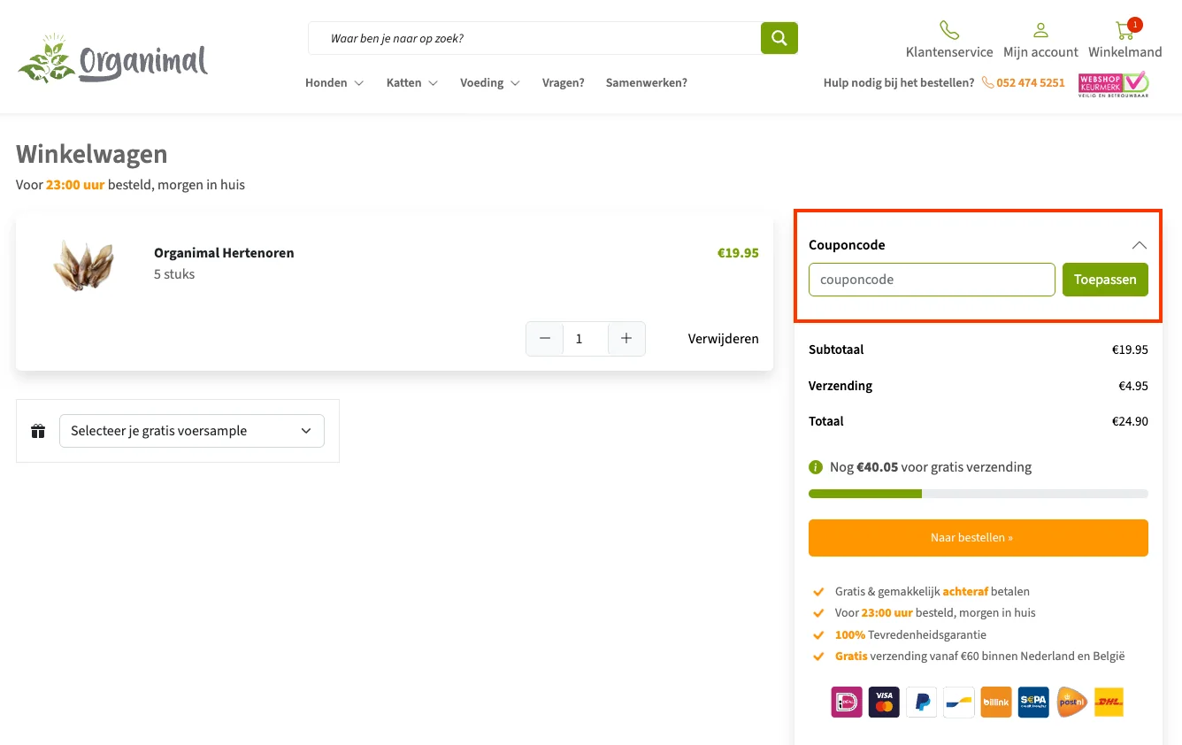 Hoe gebruik je de kortingscode - Organimal