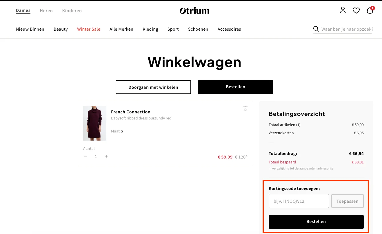 Hoe gebruik je de kortingscode - Otrium