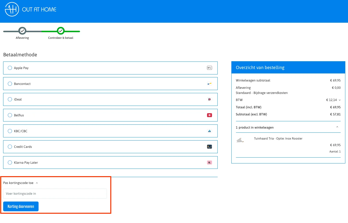 Hoe gebruik je de kortingscode - Out at Home