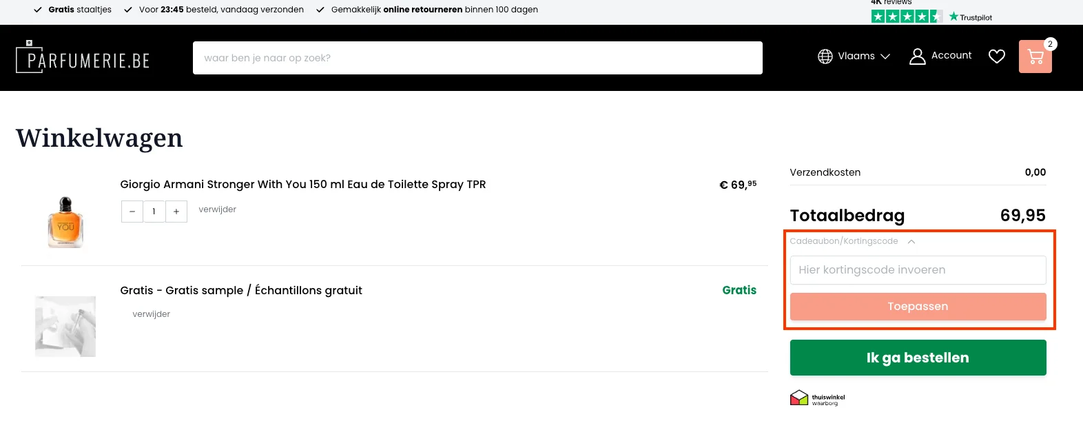 Hoe gebruik je de kortingscode - Parfumerie.be