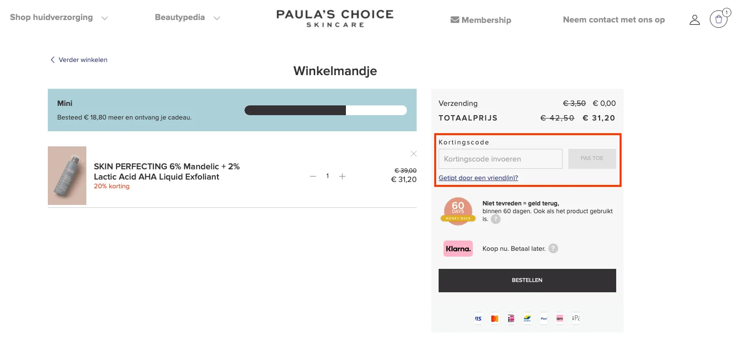 Hoe gebruik je de kortingscode - Paula's Choice