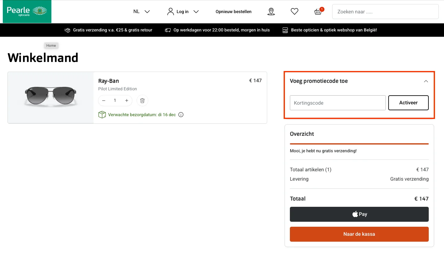 Hoe gebruik je de kortingscode - Pearle