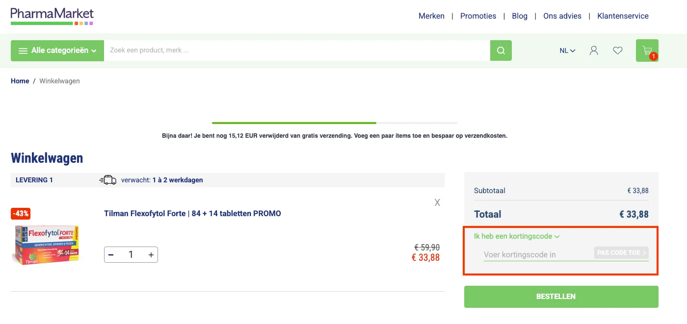 Hoe gebruik je de kortingscode - Pharmamarket