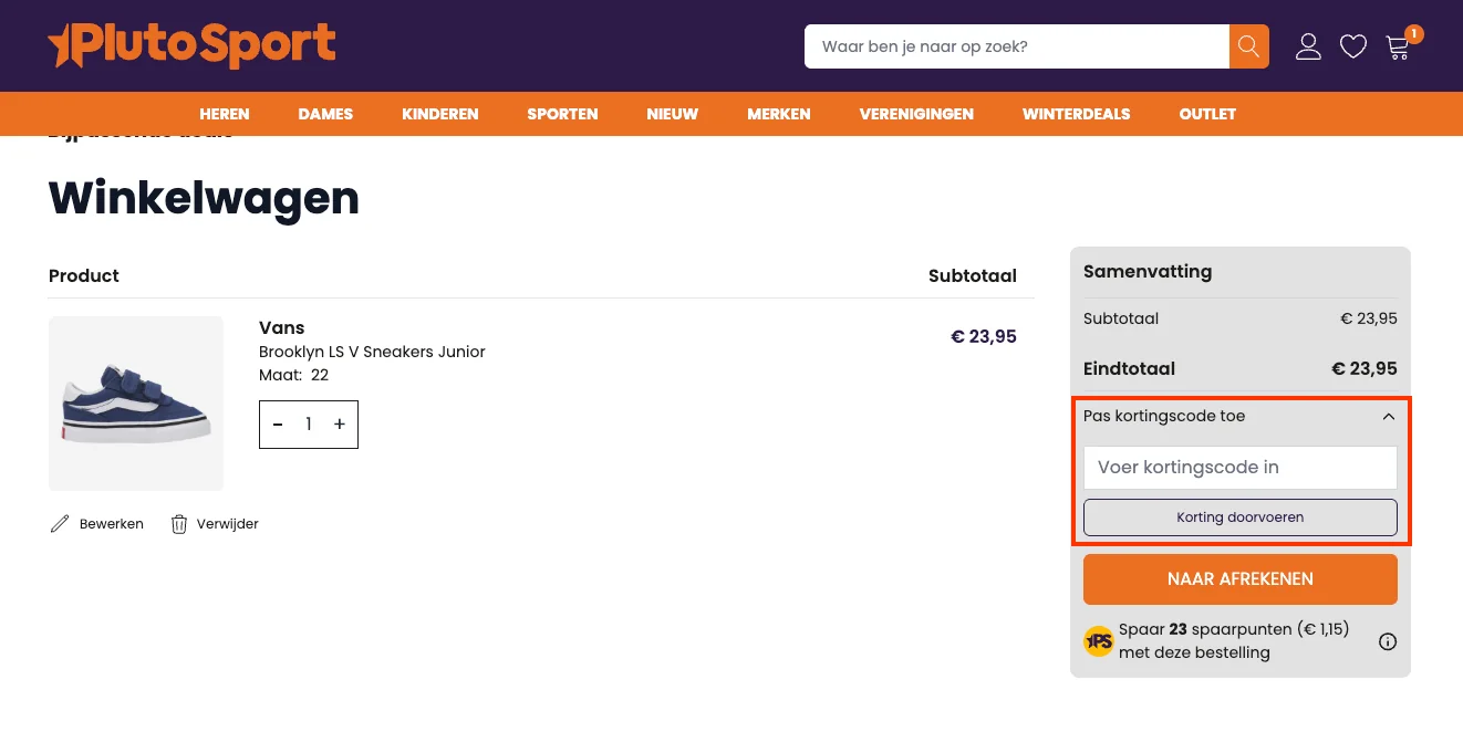 Hoe gebruik je de kortingscode - Plutosport