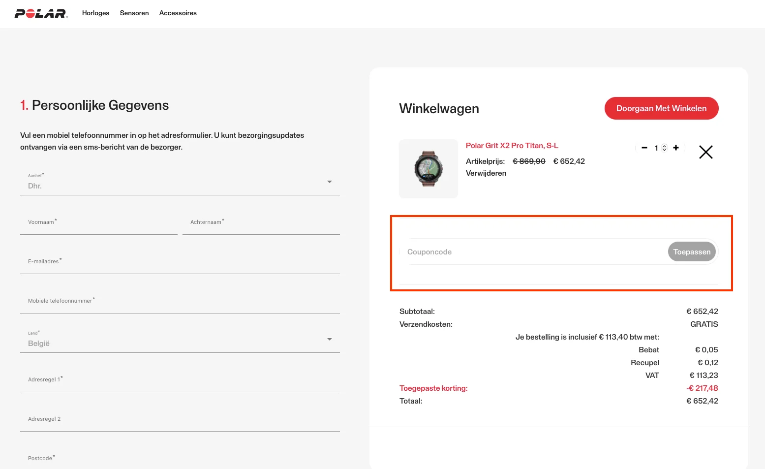Hoe gebruik je de kortingscode - Polar