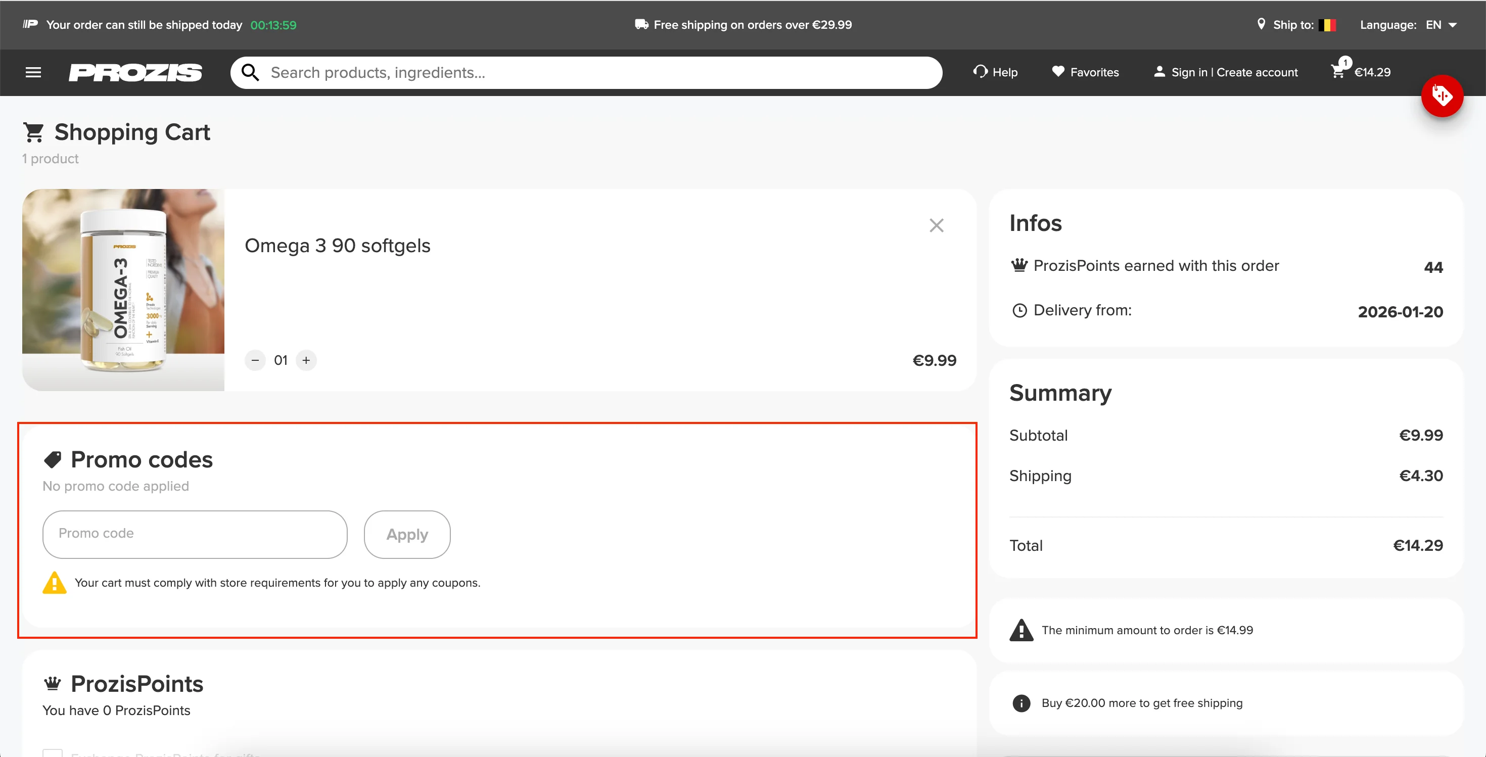 Hoe gebruik je de kortingscode - Prozis