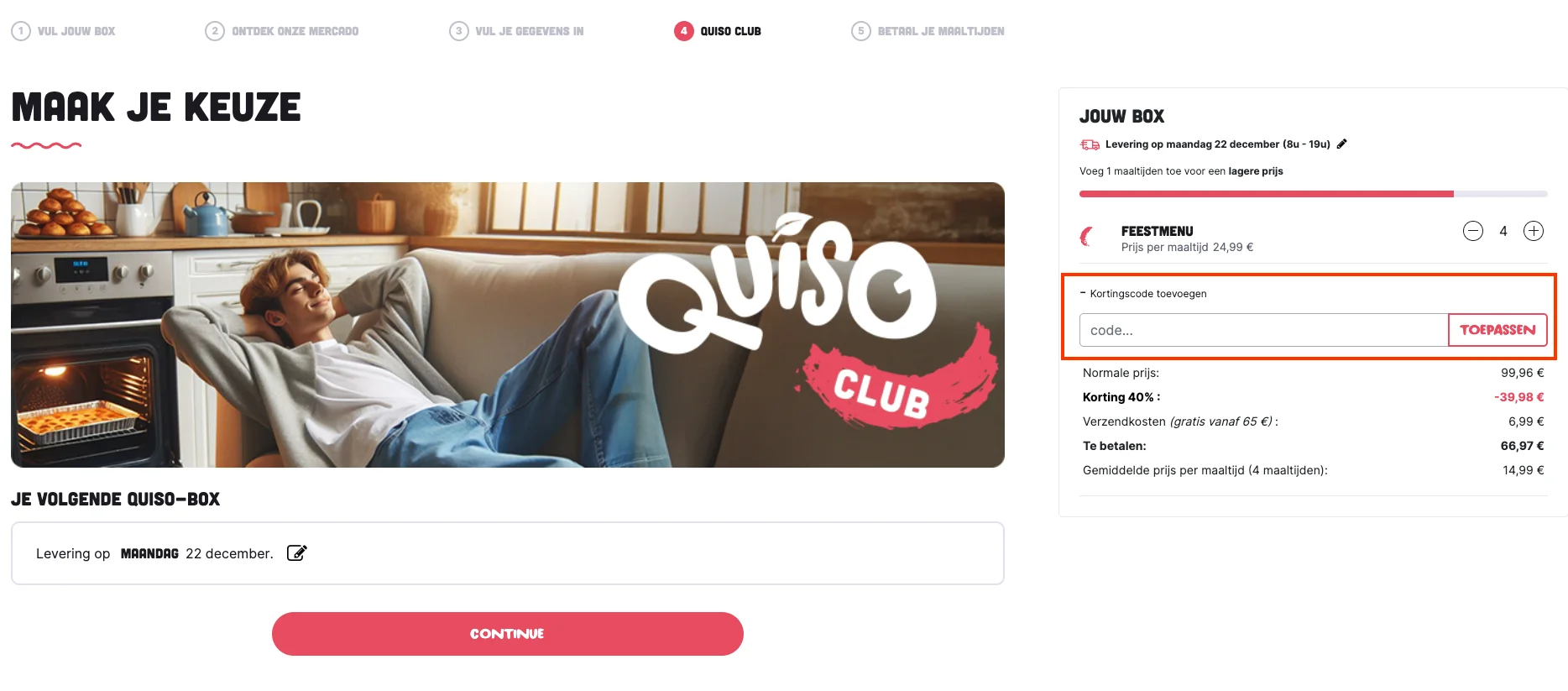 Hoe gebruik je de kortingscode - Quiso