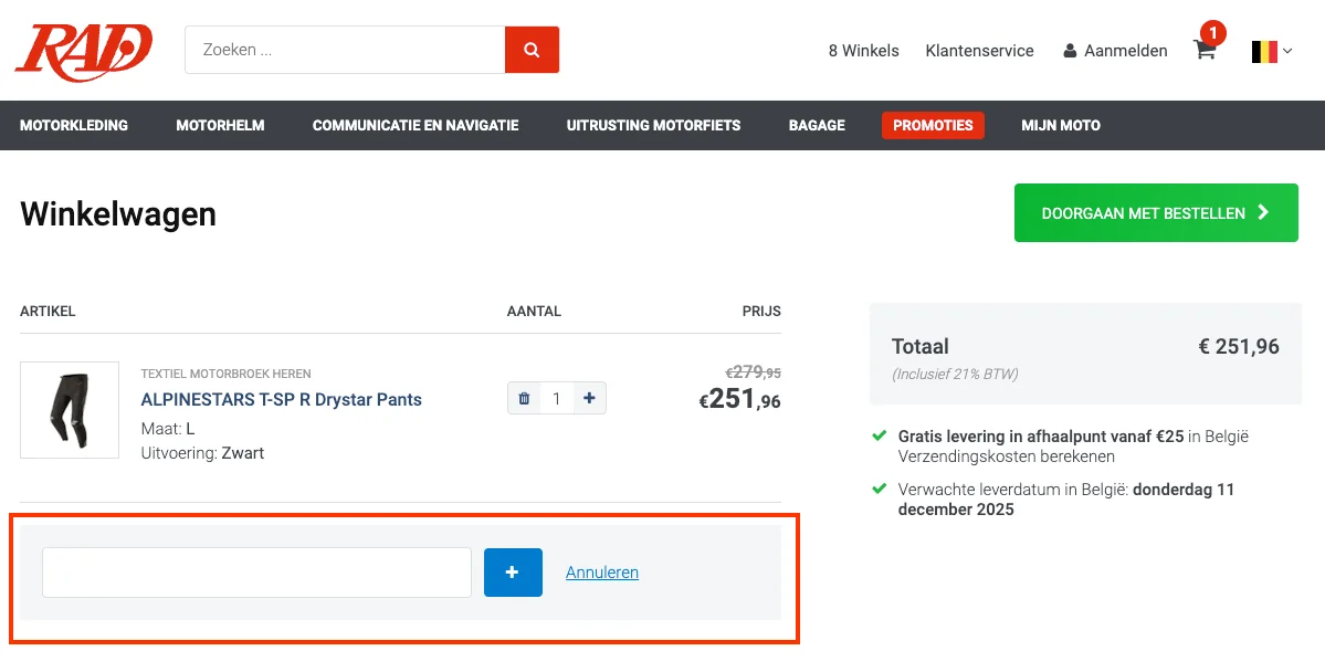 Hoe gebruik je de kortingscode - RAD