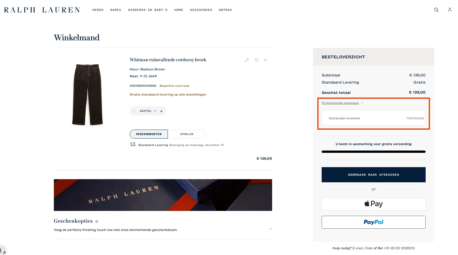 Hoe gebruik je de kortingscode - Ralph Lauren