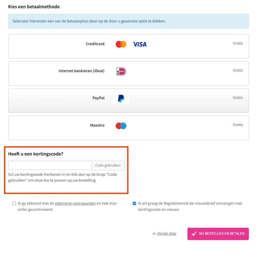 Hoe gebruik je de kortingscode - Regiobloemist