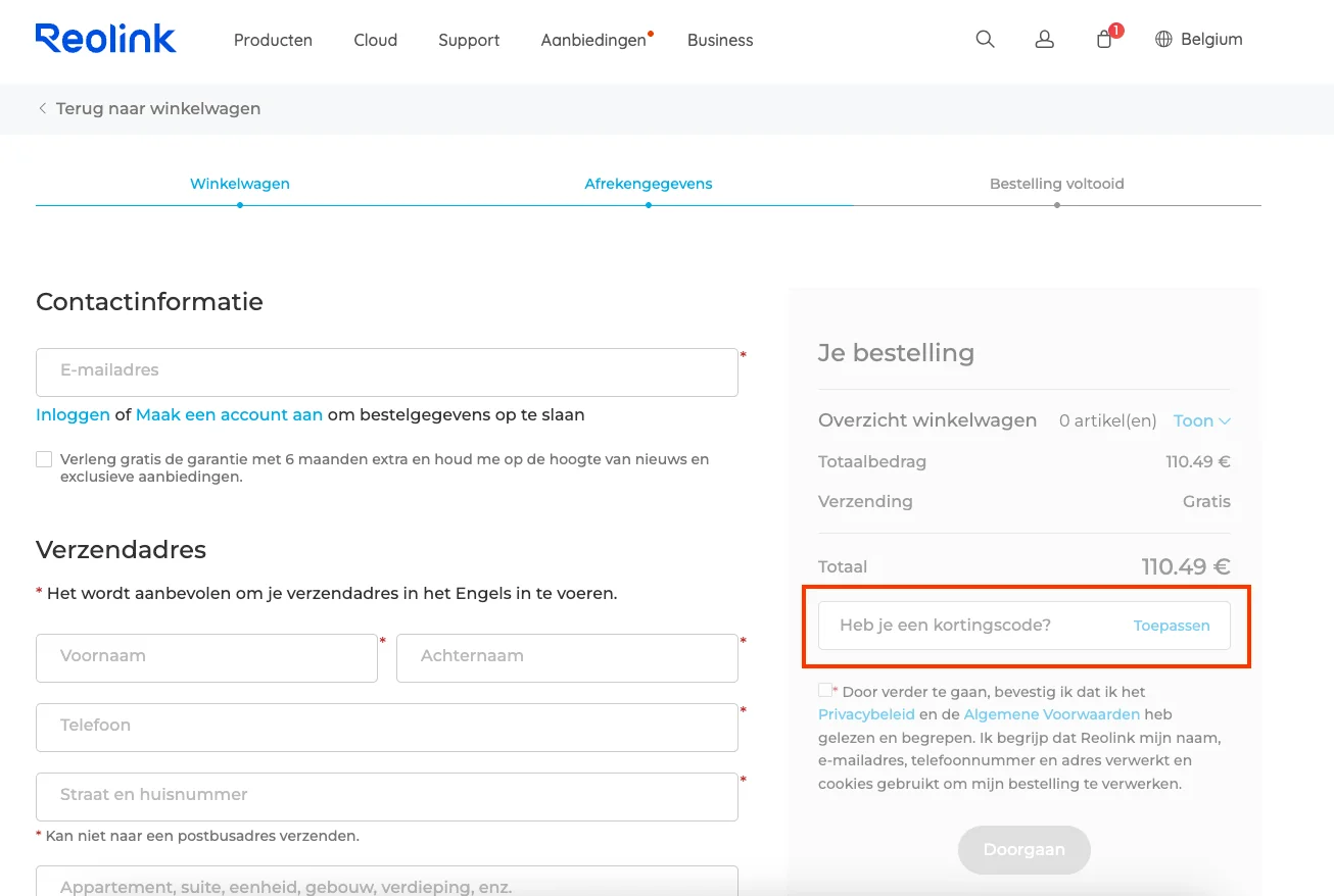 Hoe gebruik je de kortingscode - Reolink