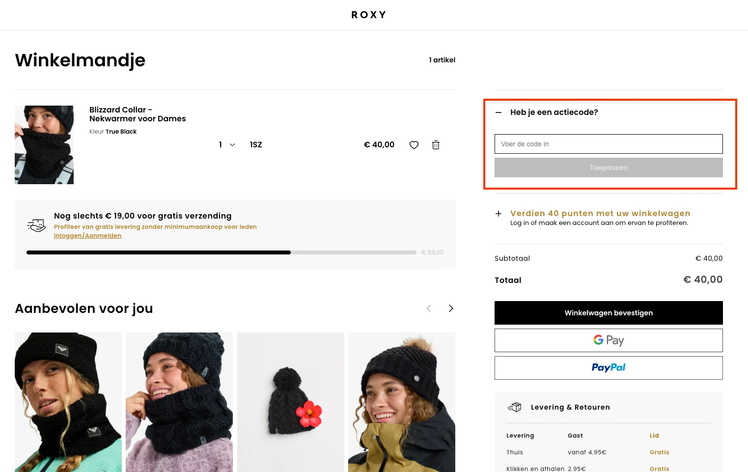 Hoe gebruik je de kortingscode - Roxy